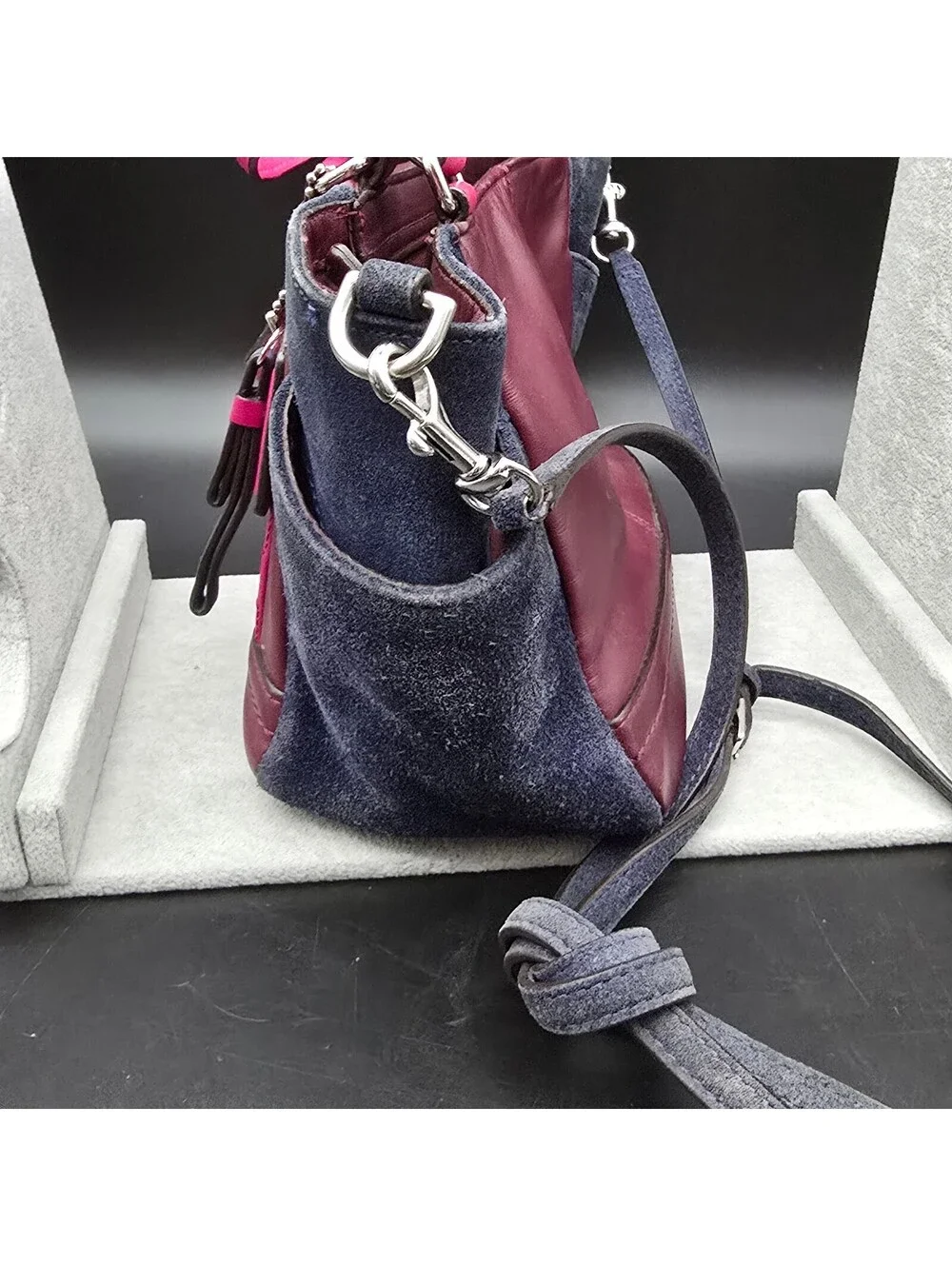 COACH Y2K Colorblock Mixed Media Mini Tote  Suede Quilted Leather